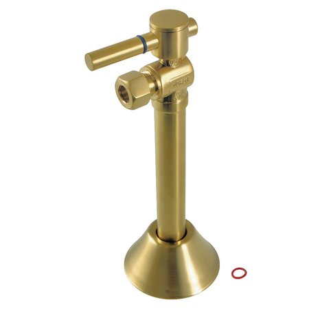 KINGSTON BRASS CC83207DL 1/2" Sweat x 3/8" OD Comp Angle Shut-Off Valve with 5" Extension, Brushed Brass CC83207DL